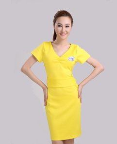 黄色夏季无袖女式连衣裙促销服